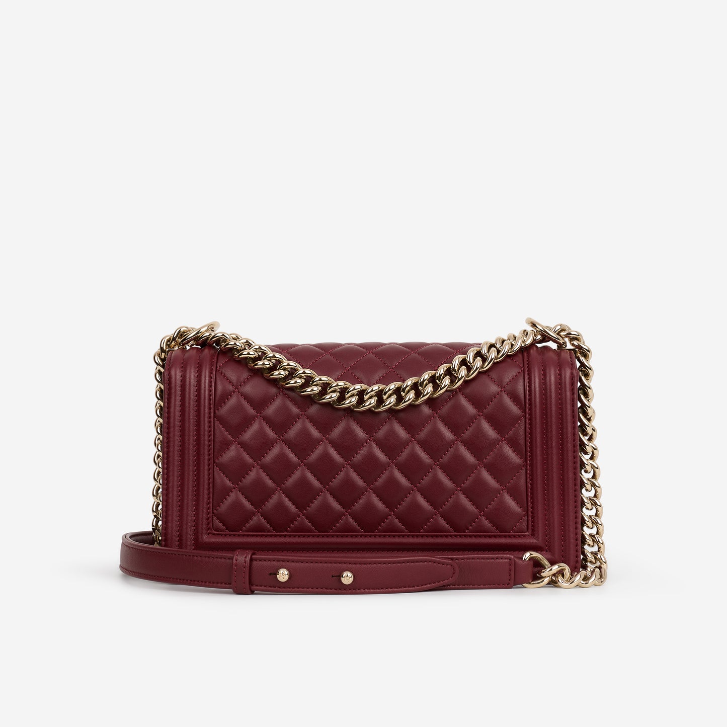 Chanel Old Medium Boy Bag - Burgundy Lambskin | Champagne Gold Hardware