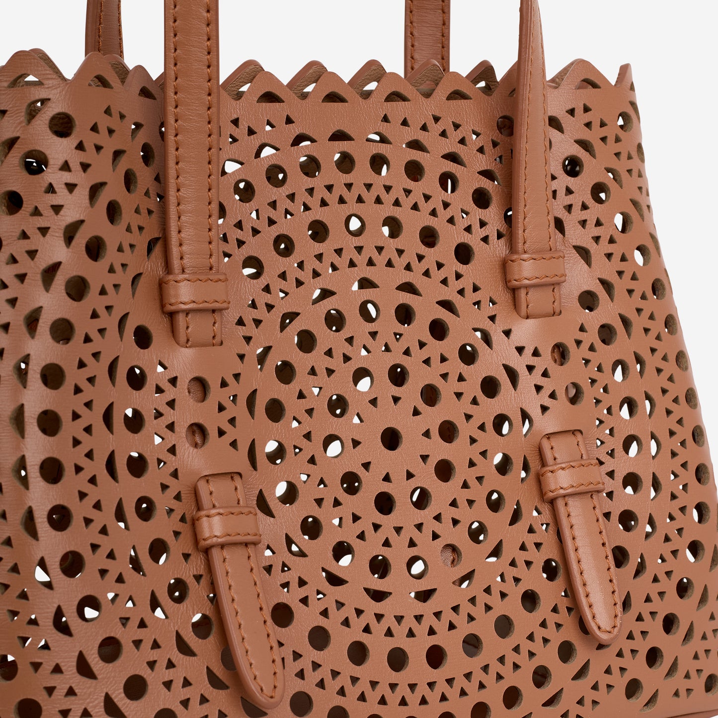 AlaÏa Mina 20 - Brown Vienne Motif Calfskin | Silver Hardware
