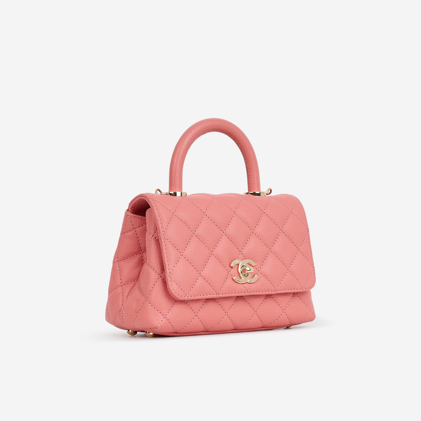 Chanel Mini Coco Handle - Coral Pink Caviar | Champagne Gold Hardware