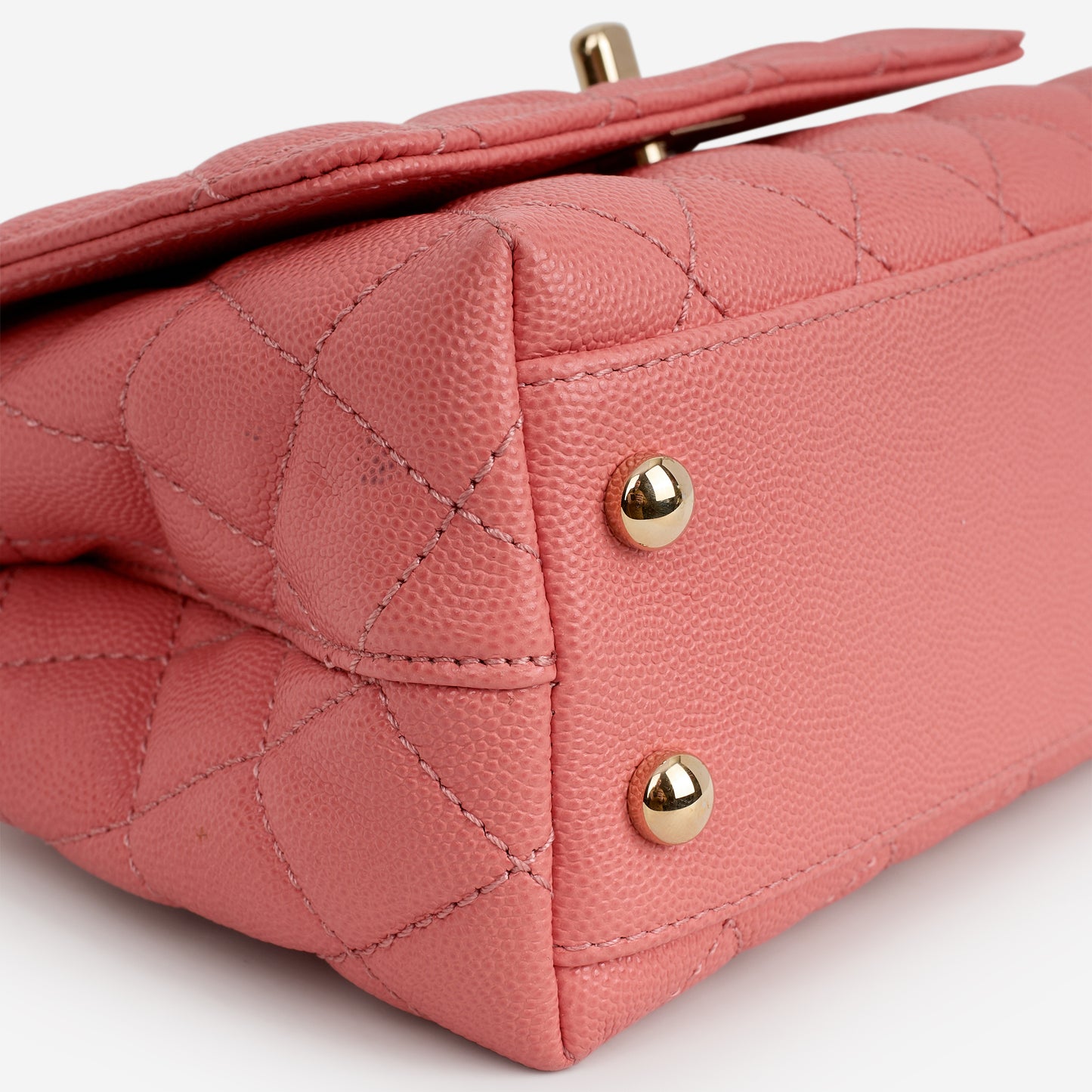 Chanel Mini Coco Handle - Coral Pink Caviar | Champagne Gold Hardware