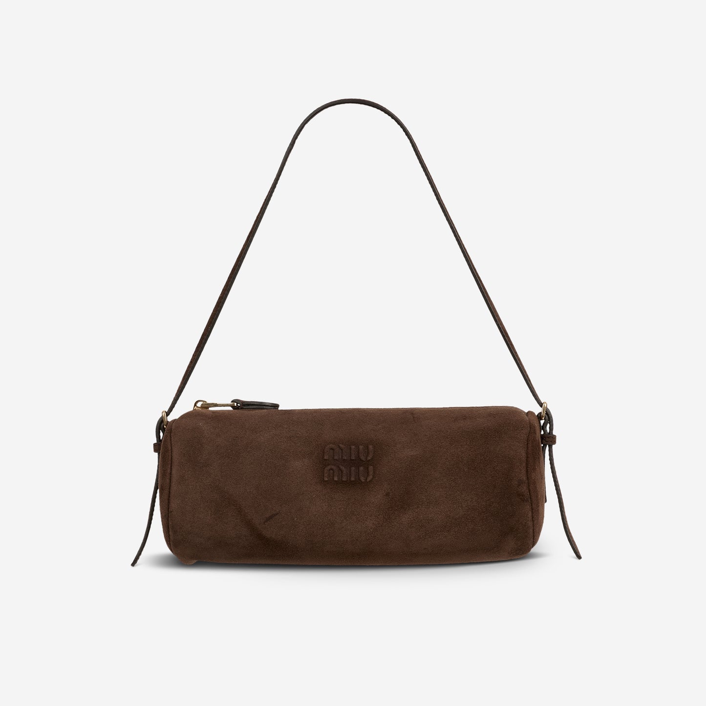 Miu Miu Shoulder Pouch - Brown Suede Leather | Gold Hardware