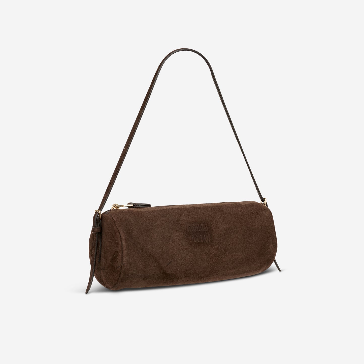 Miu Miu Shoulder Pouch - Brown Suede Leather | Gold Hardware