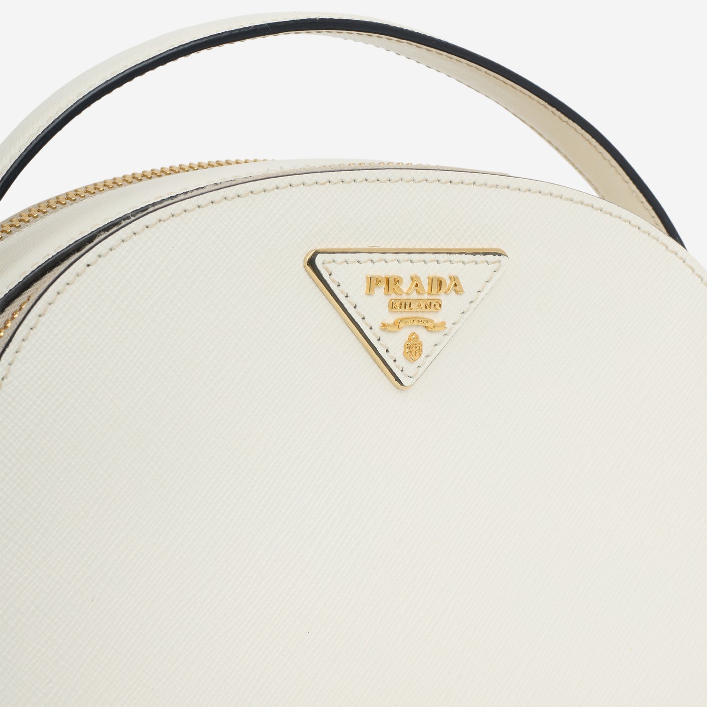 Prada Odette Top Handle - White Saffiano | Gold Hardware
