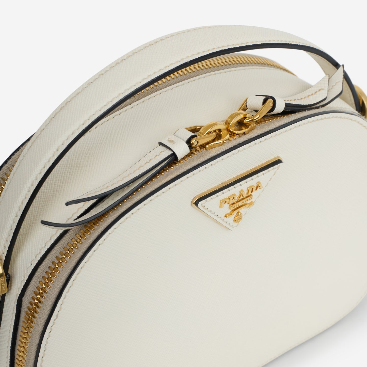 Prada Odette Top Handle - White Saffiano | Gold Hardware