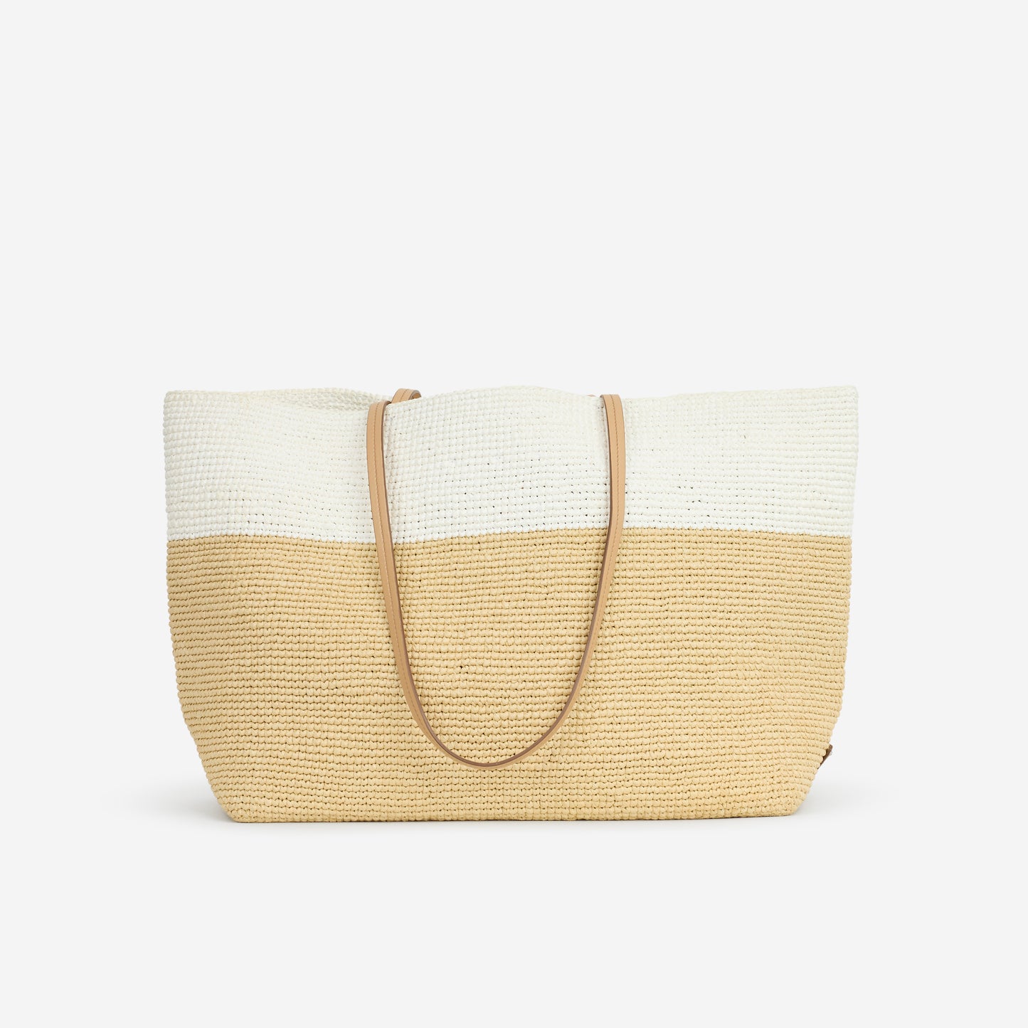 Prada Large Check Crochet Tote Bag - White / Beige Raffia