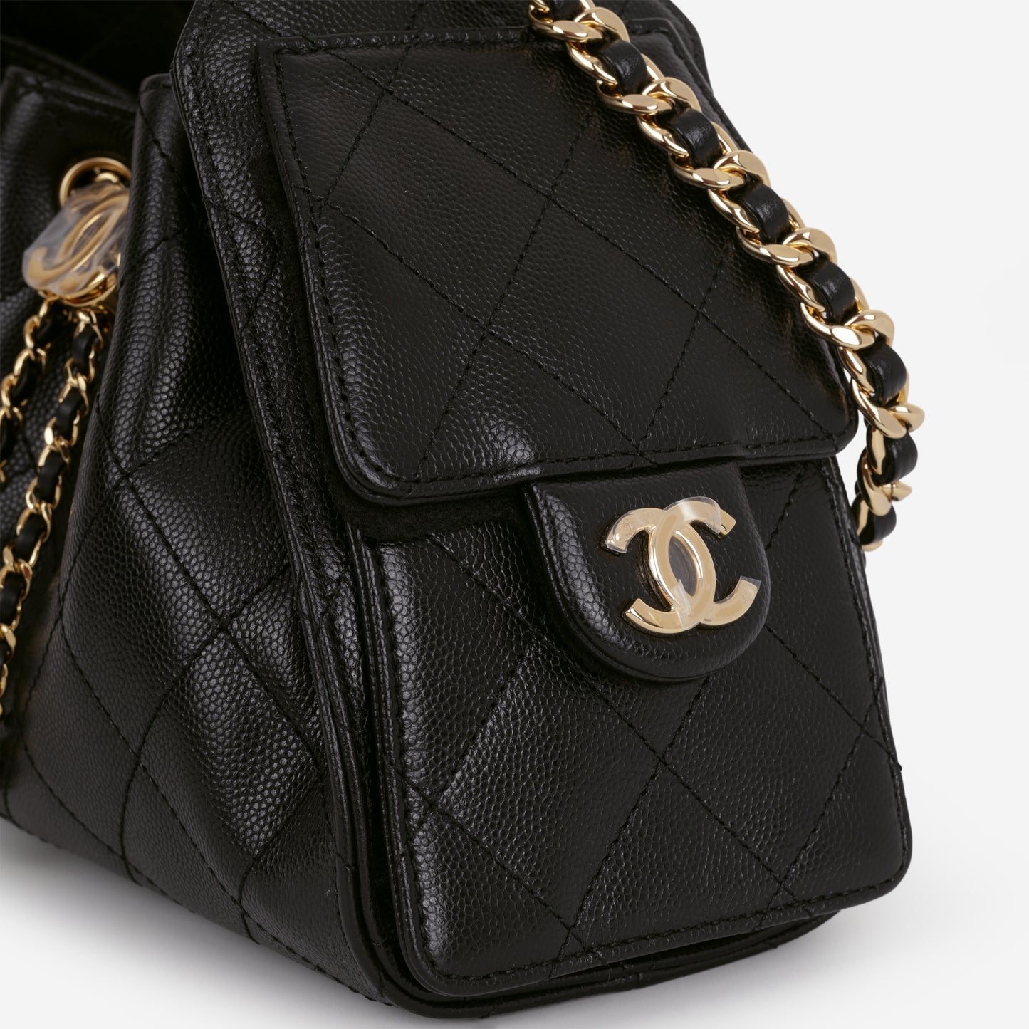 Chanel Mini 25 Hobo - Black Caviar Polished | Aged Gold Hardware