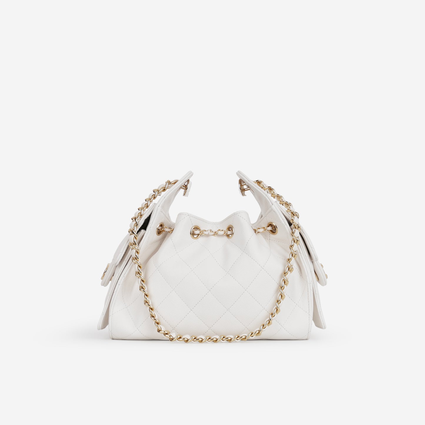 Chanel Mini 25 Hobo - White Caviar Polished | Gold Hardware