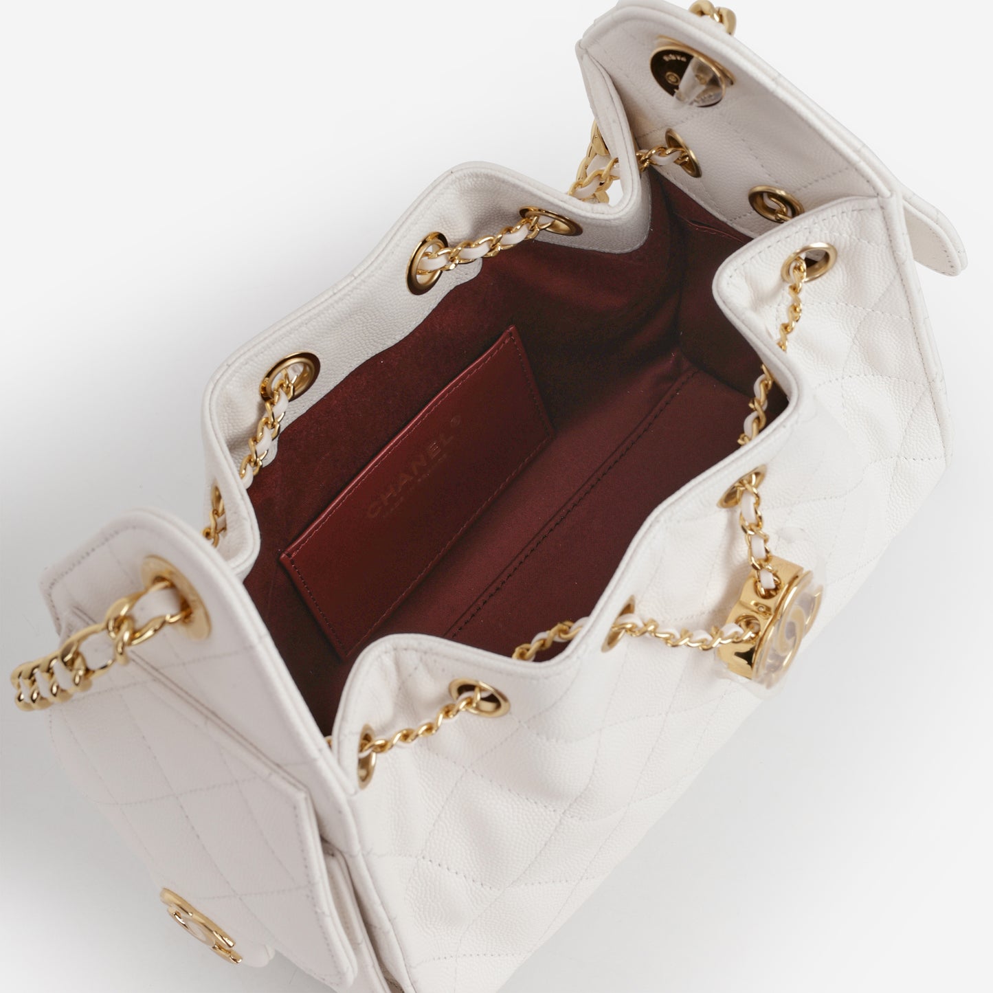 Chanel Mini 25 Hobo - White Caviar Polished | Gold Hardware
