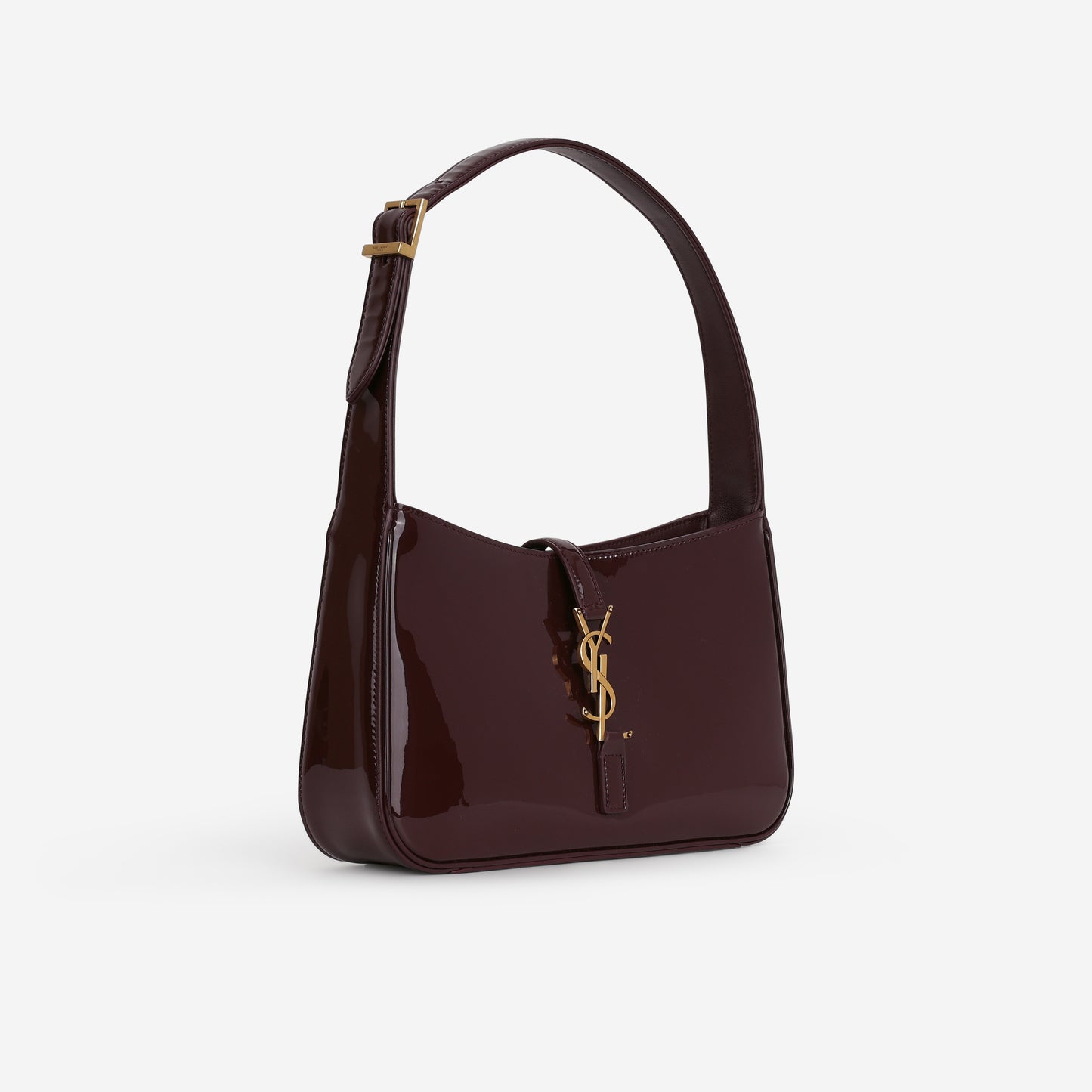 Saint Laurent Le 5 a 7 Hobo - Dark Red Wine Patent | Gold Hardware