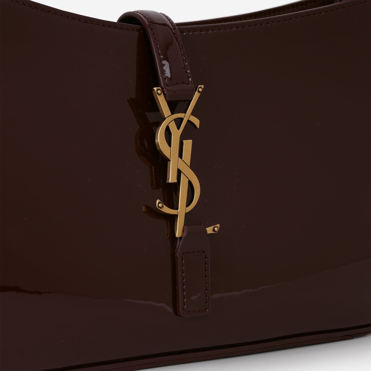 Saint Laurent Le 5 a 7 Hobo - Dark Red Wine Patent | Gold Hardware