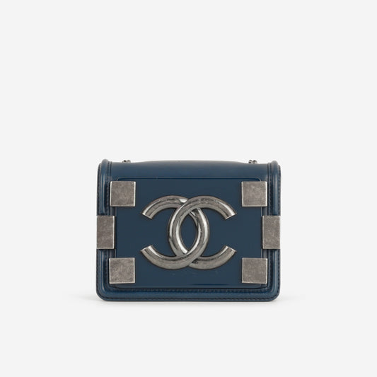 Chanel Brick Boy Bag - Navy Lambskin | Ruthenium Hardware