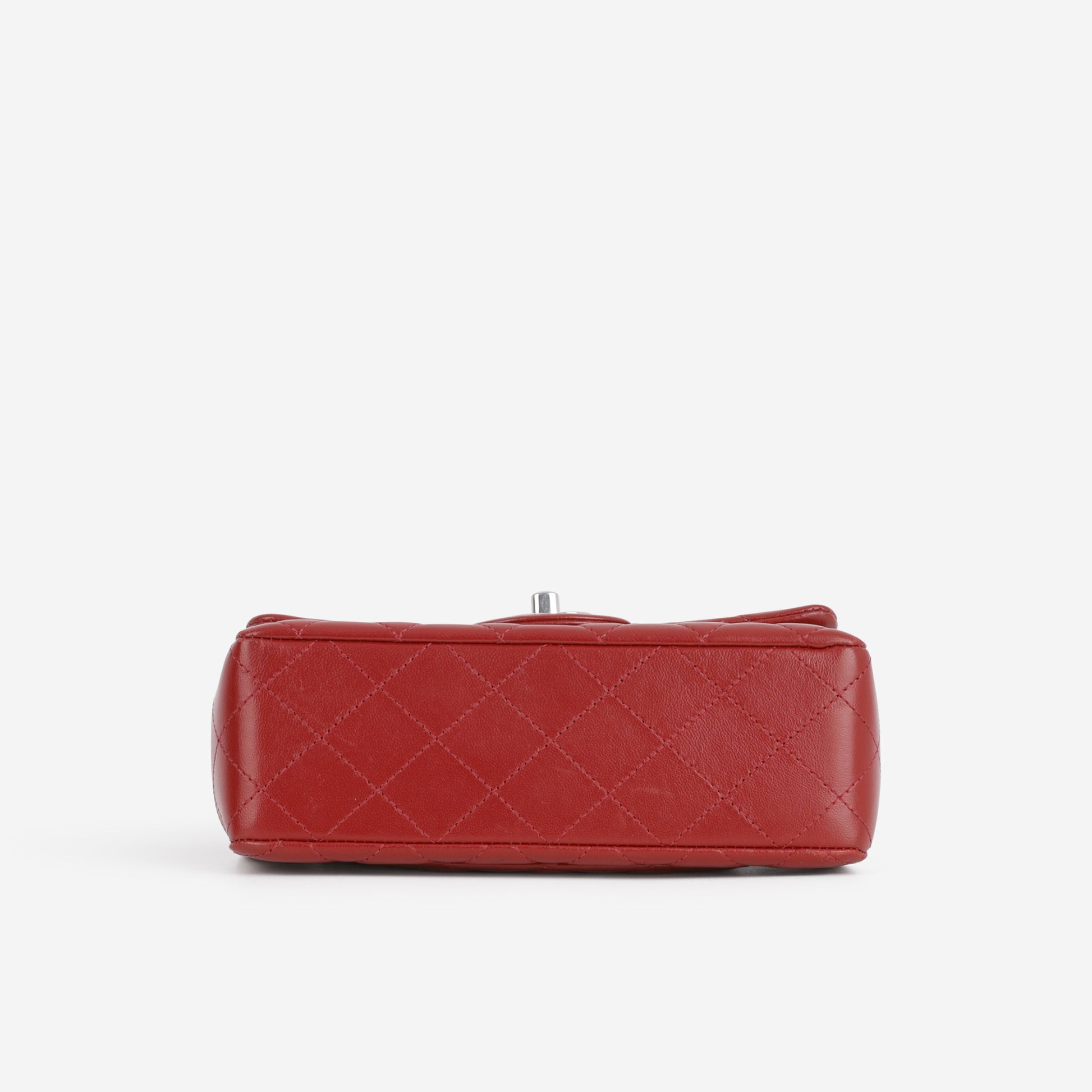 Mini Rectangular - Red Lambskin | Silver Hardware - Bagista