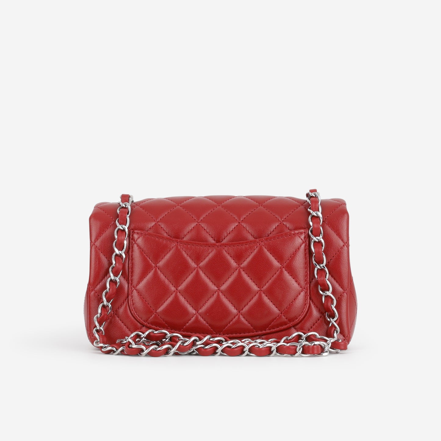 Mini Rectangular - Red Lambskin | Silver Hardware - Bagista