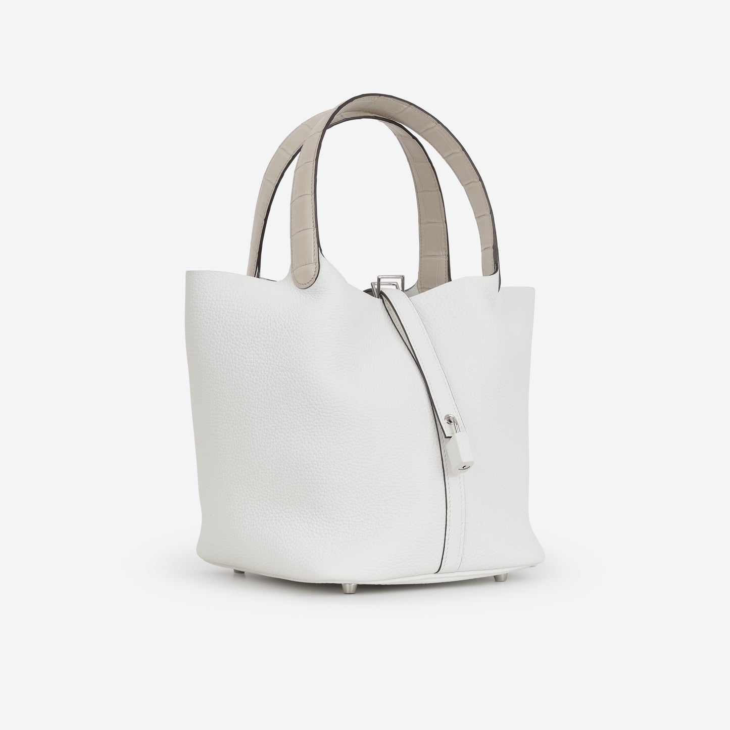 Hermès Picotin 22 Touch - New White Clemence / Beton Alligator Mississippiensis | Palladium Hardware