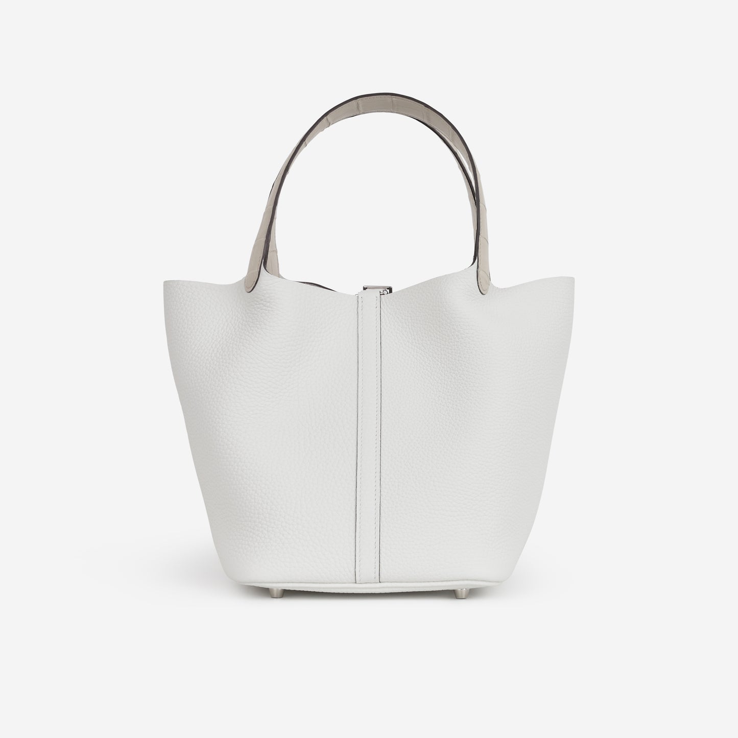 Hermès Picotin 22 Touch - New White Clemence / Beton Alligator Mississippiensis | Palladium Hardware