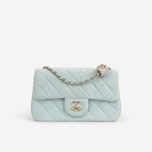 Chanel Mini Rectangular Pearl Crush - Mint Green Velvet | Light Gold Hardware