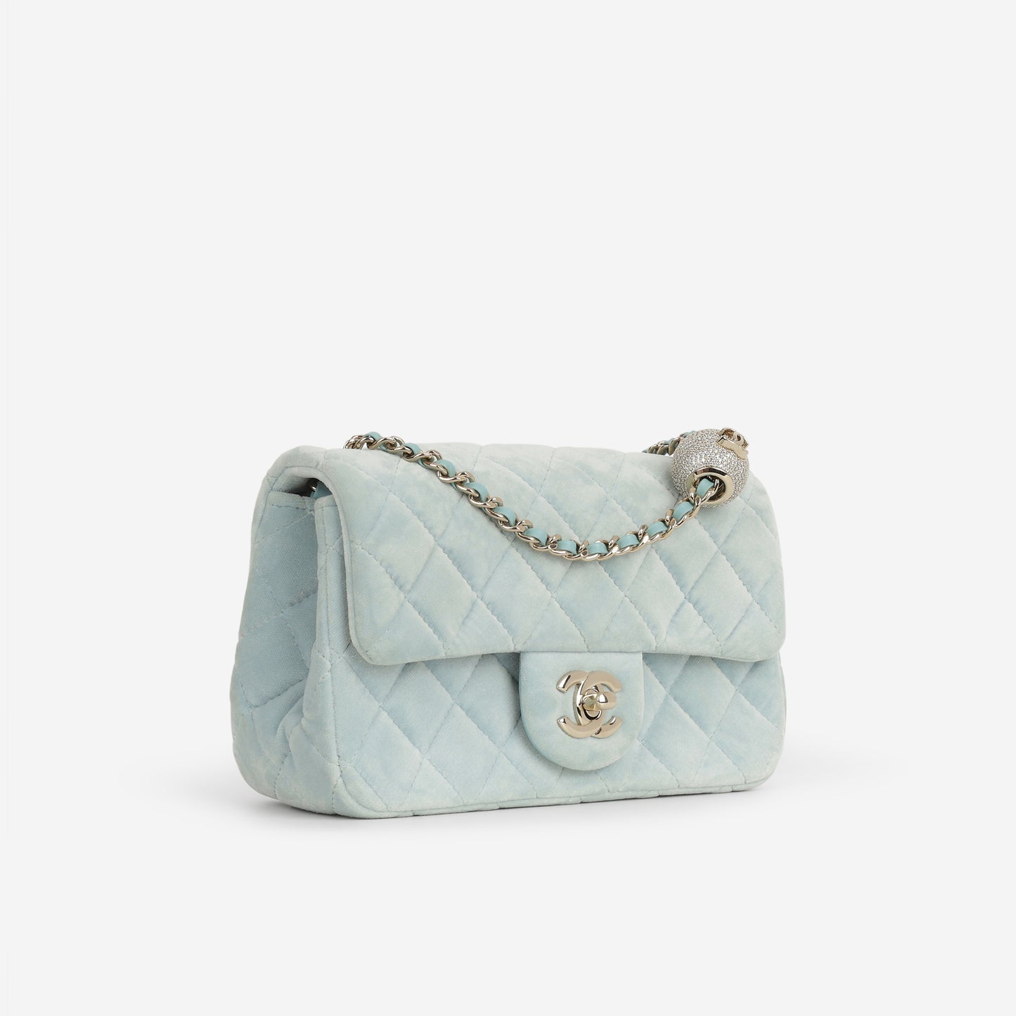 Chanel Mini Rectangular Pearl Crush - Mint Green Velvet | Light Gold Hardware