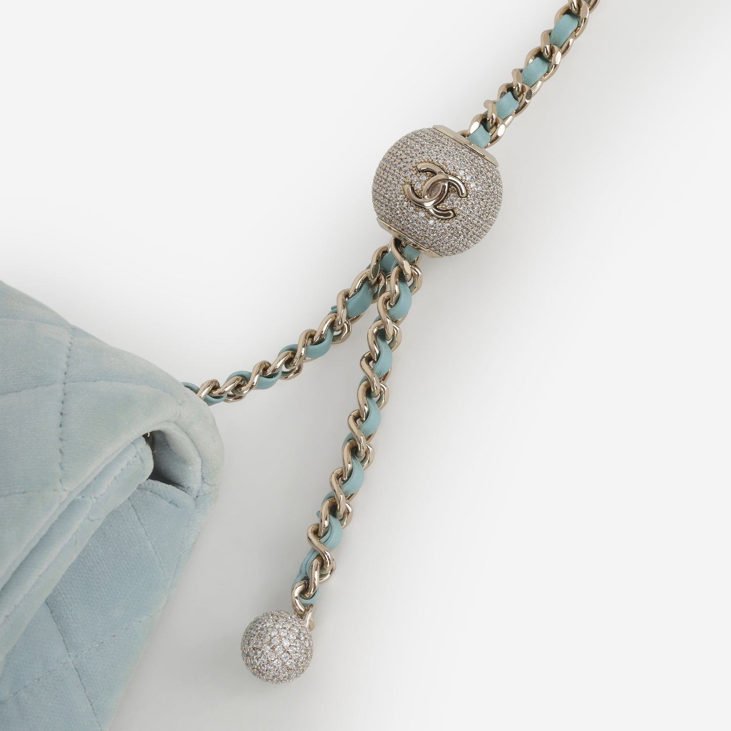 Chanel Mini Rectangular Pearl Crush - Mint Green Velvet | Light Gold Hardware