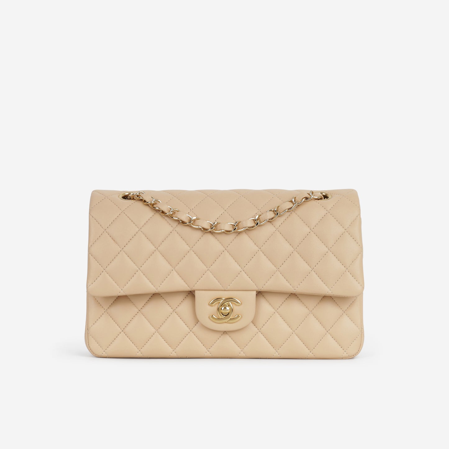 Chanel Medium Classic Flap - Beige Lambskin | Gold Hardware