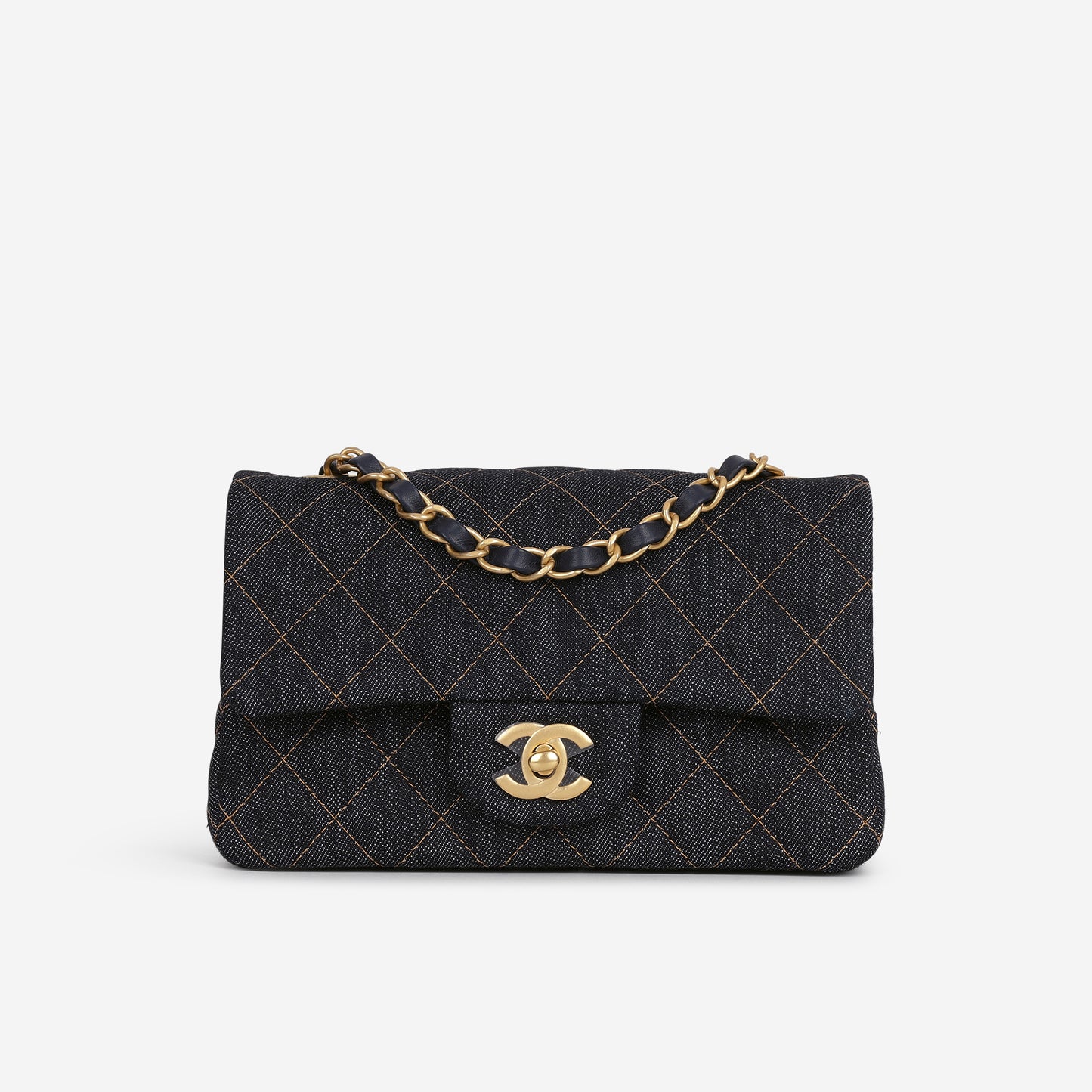 Chanel Mini Flap Rectangular - Indigo Denim | Gold Hardware - Bagista