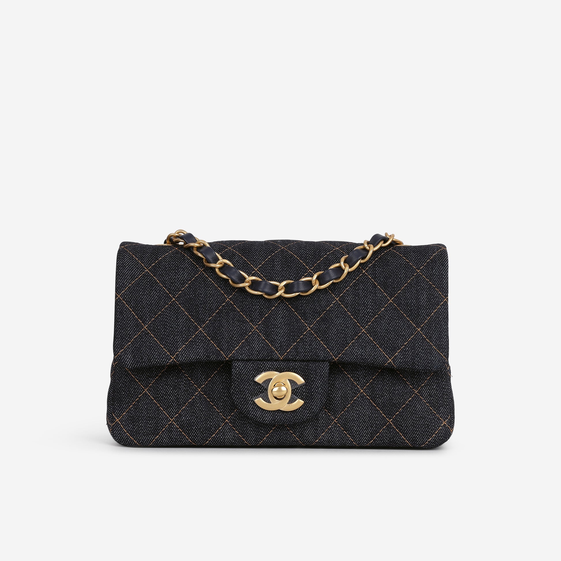 Chanel Mini Flap Rectangular - Indigo Denim | Gold Hardware - Bagista
