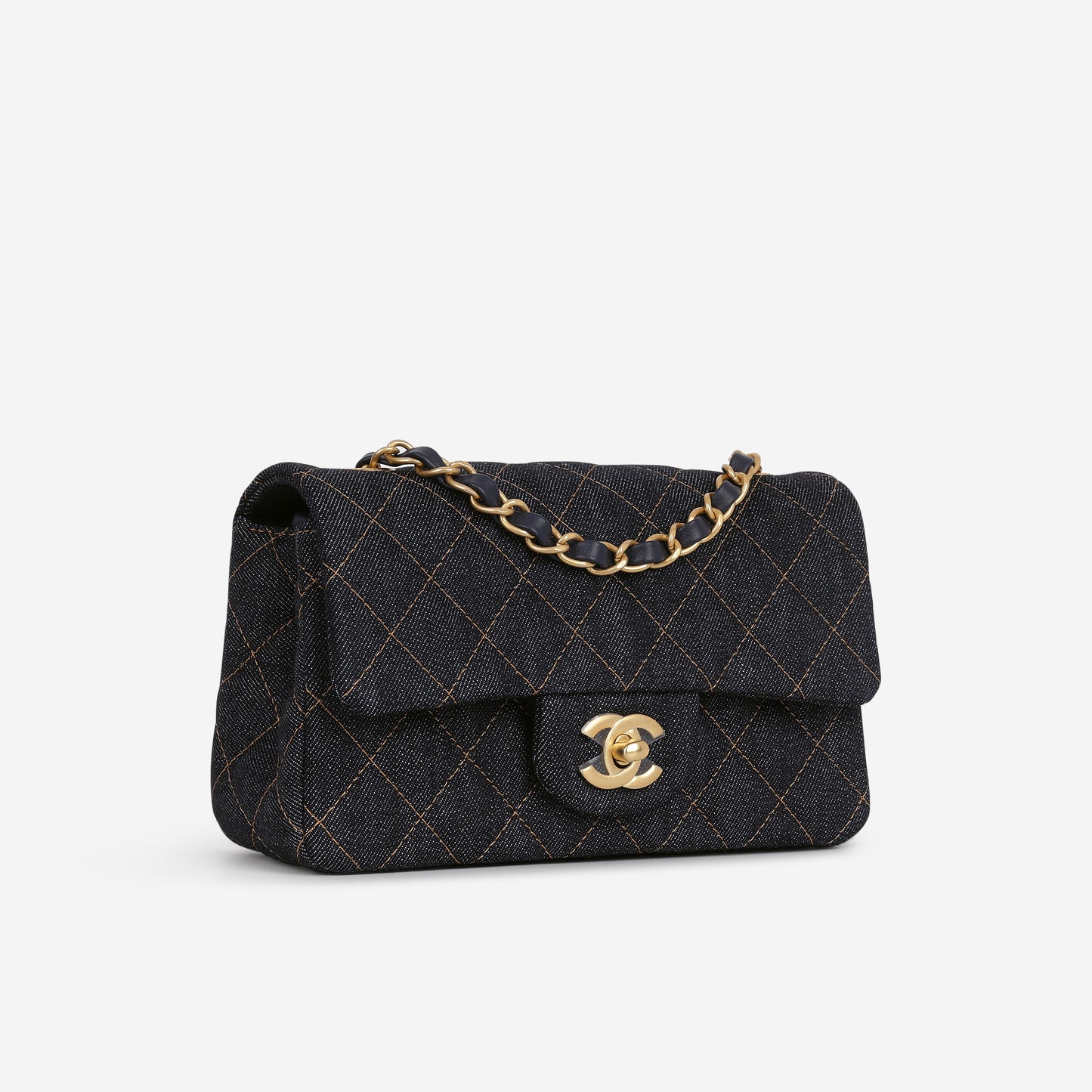 Chanel Mini Flap Rectangular - Indigo Denim | Gold Hardware - Bagista