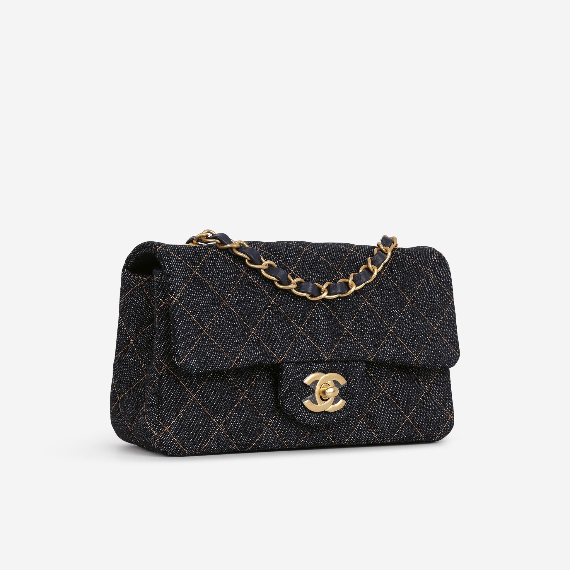 Chanel Mini Flap Rectangular - Indigo Denim | Gold Hardware - Bagista