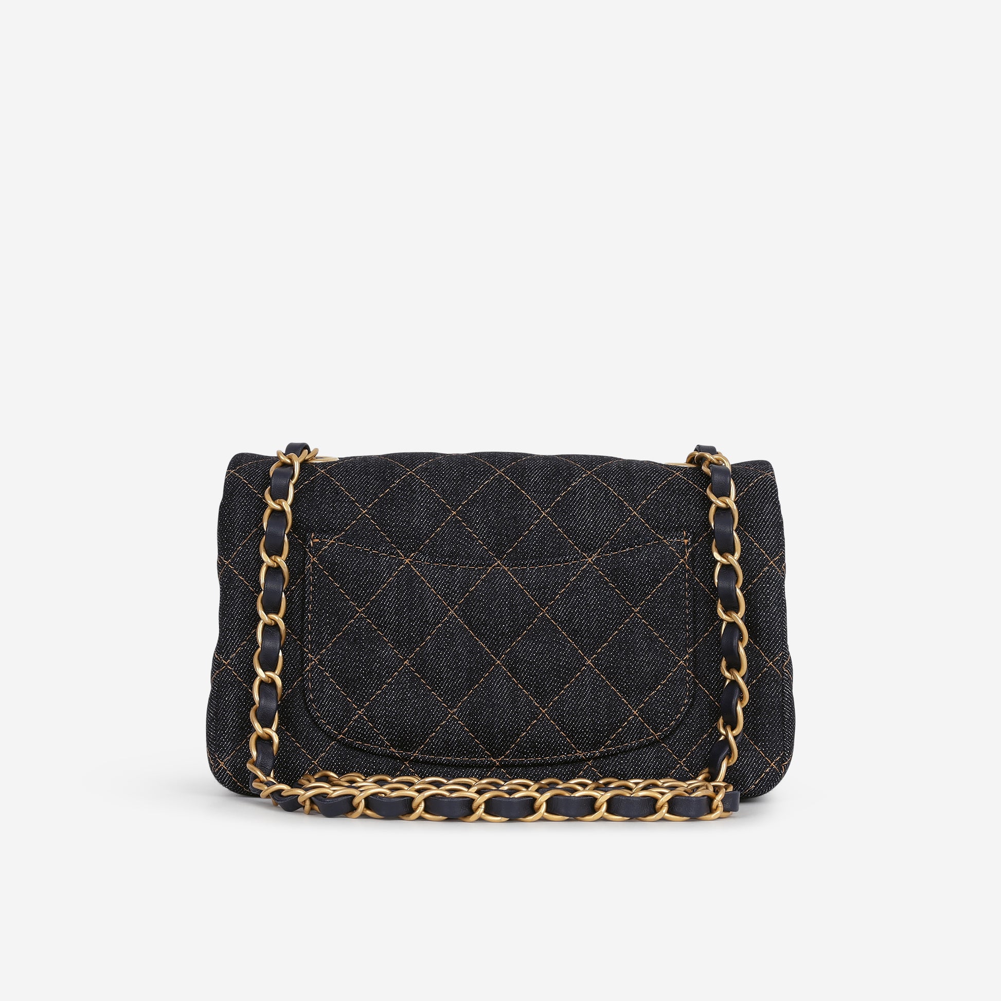 Chanel Mini Flap Rectangular - Indigo Denim | Gold Hardware - Bagista
