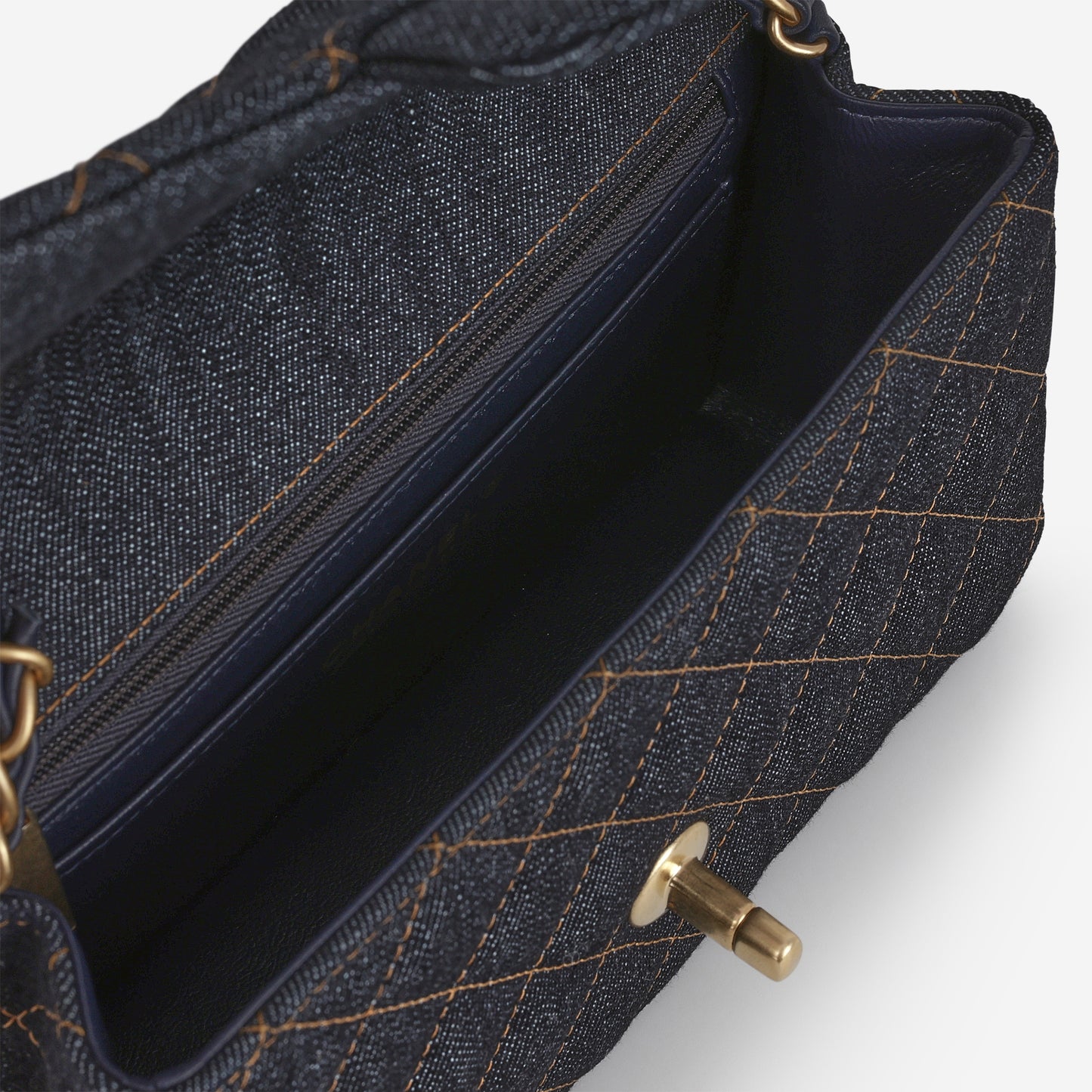 Chanel Mini Flap Rectangular - Indigo Denim | Gold Hardware - Bagista
