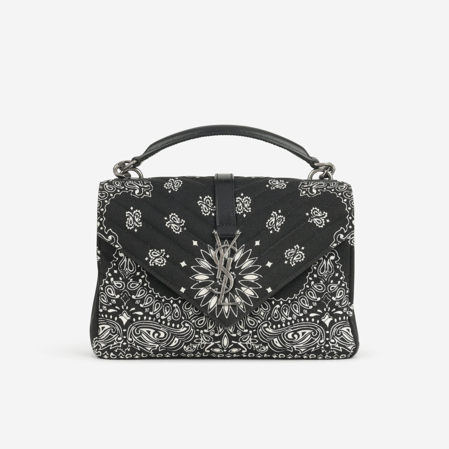Saint Laurent Medium College - Bandana Print Canvas | Silver Hardware - Bagista