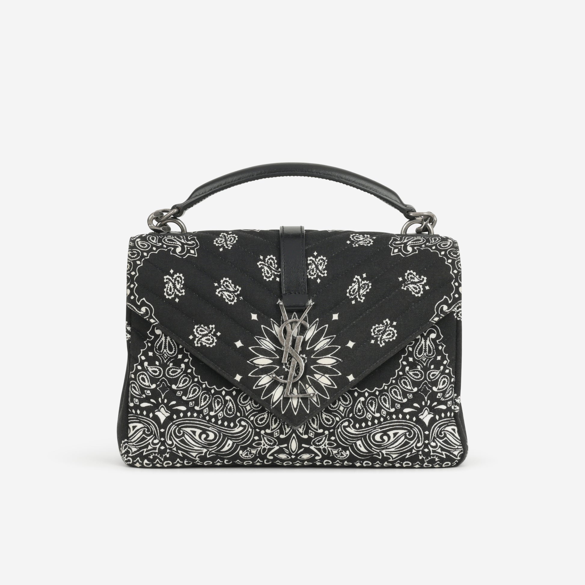 Saint Laurent Medium College - Bandana Print Canvas | Silver Hardware - Bagista