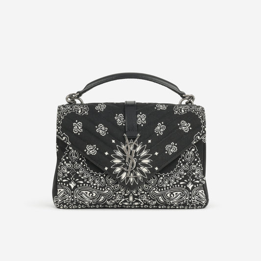 Saint Laurent Medium College - Bandana Print Canvas | Silver Hardware - Bagista