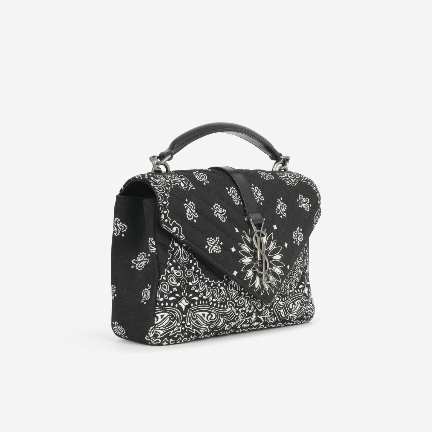 Saint Laurent Medium College - Bandana Print Canvas | Silver Hardware - Bagista