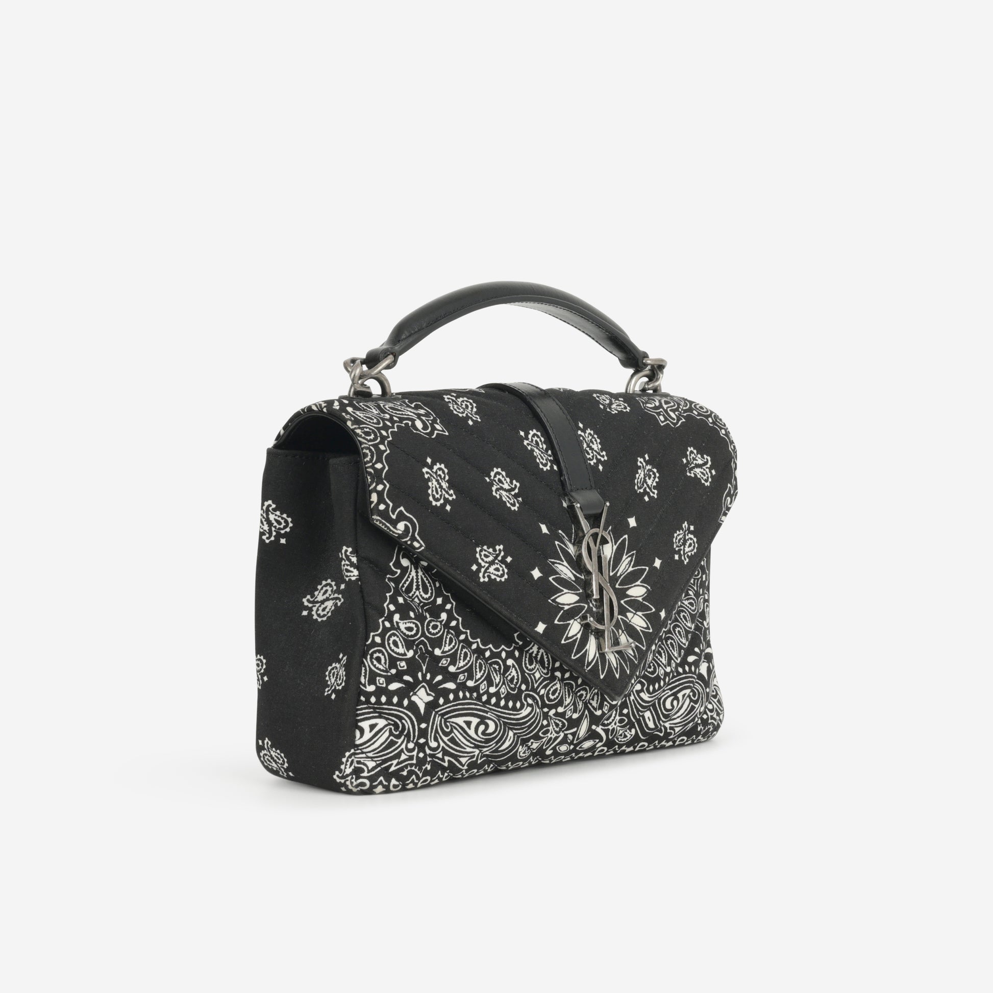 Saint Laurent Medium College - Bandana Print Canvas | Silver Hardware - Bagista