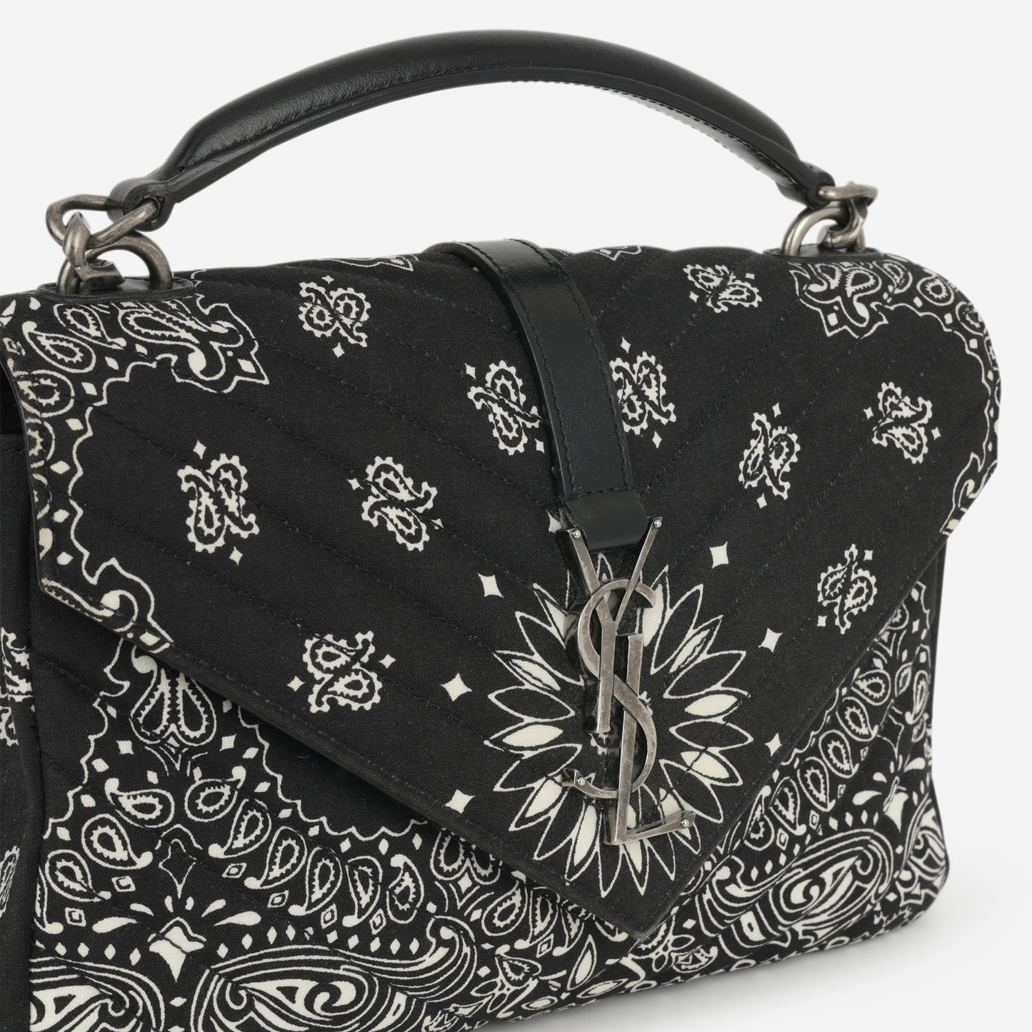Saint Laurent Medium College - Bandana Print Canvas | Silver Hardware - Bagista