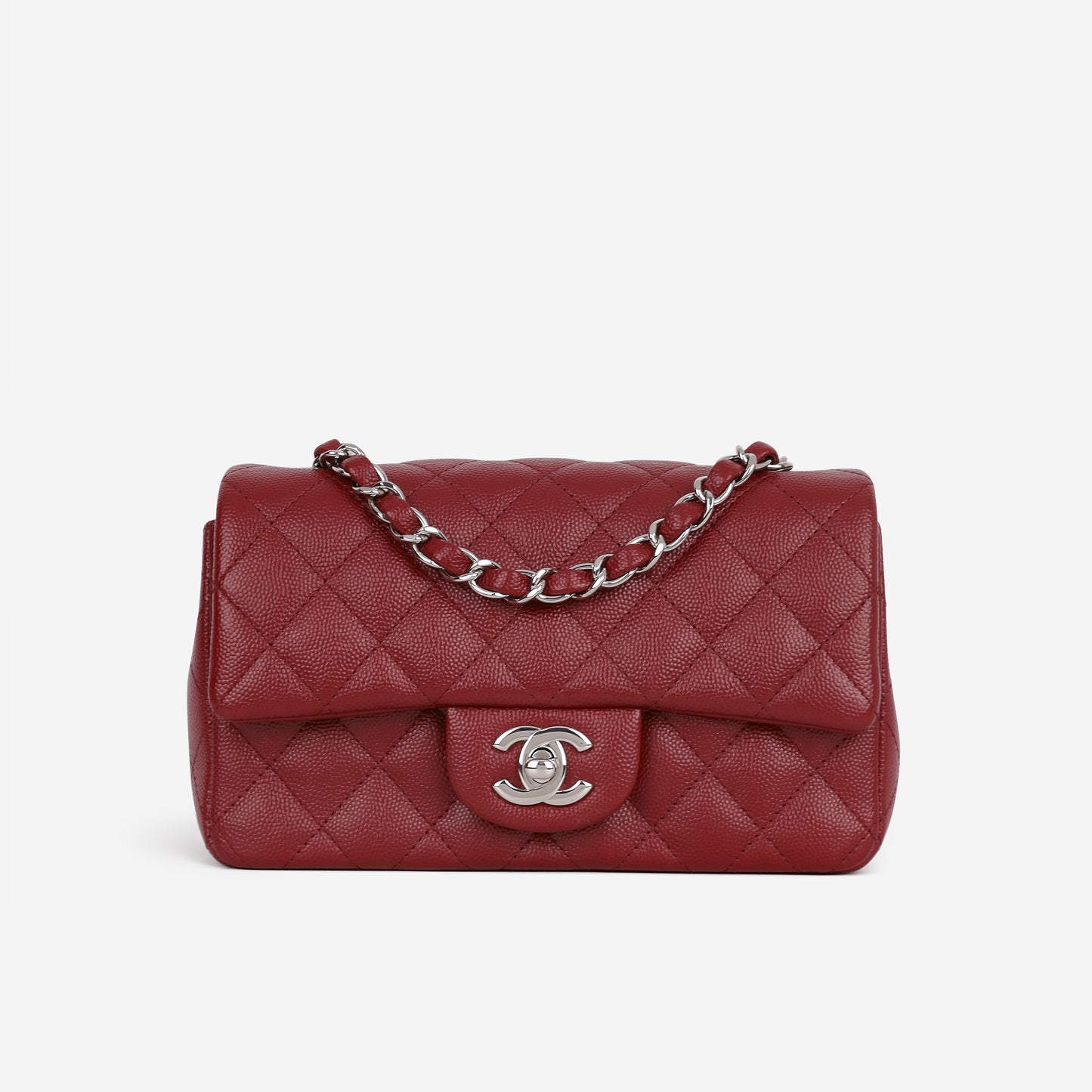 Chanel Mini Rectangular - Red Caviar | Silver Hardware