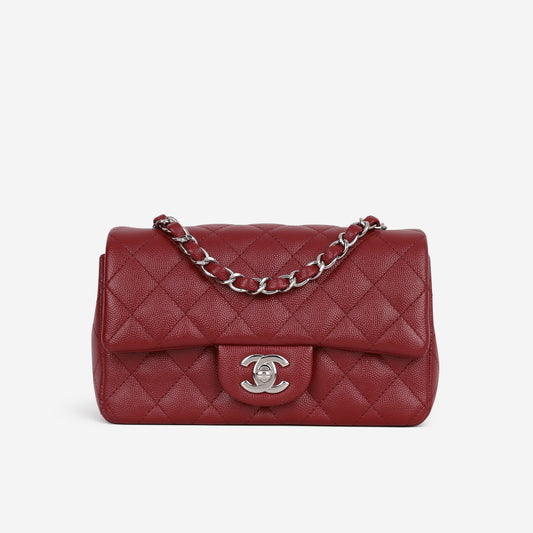 Chanel Mini Rectangular - Red Caviar | Silver Hardware