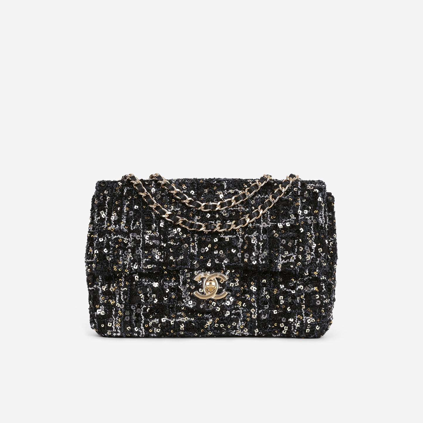 Chanel 24K Small Sequin Flap - Navy / Gold / Multi Sequins | Gold Hardware