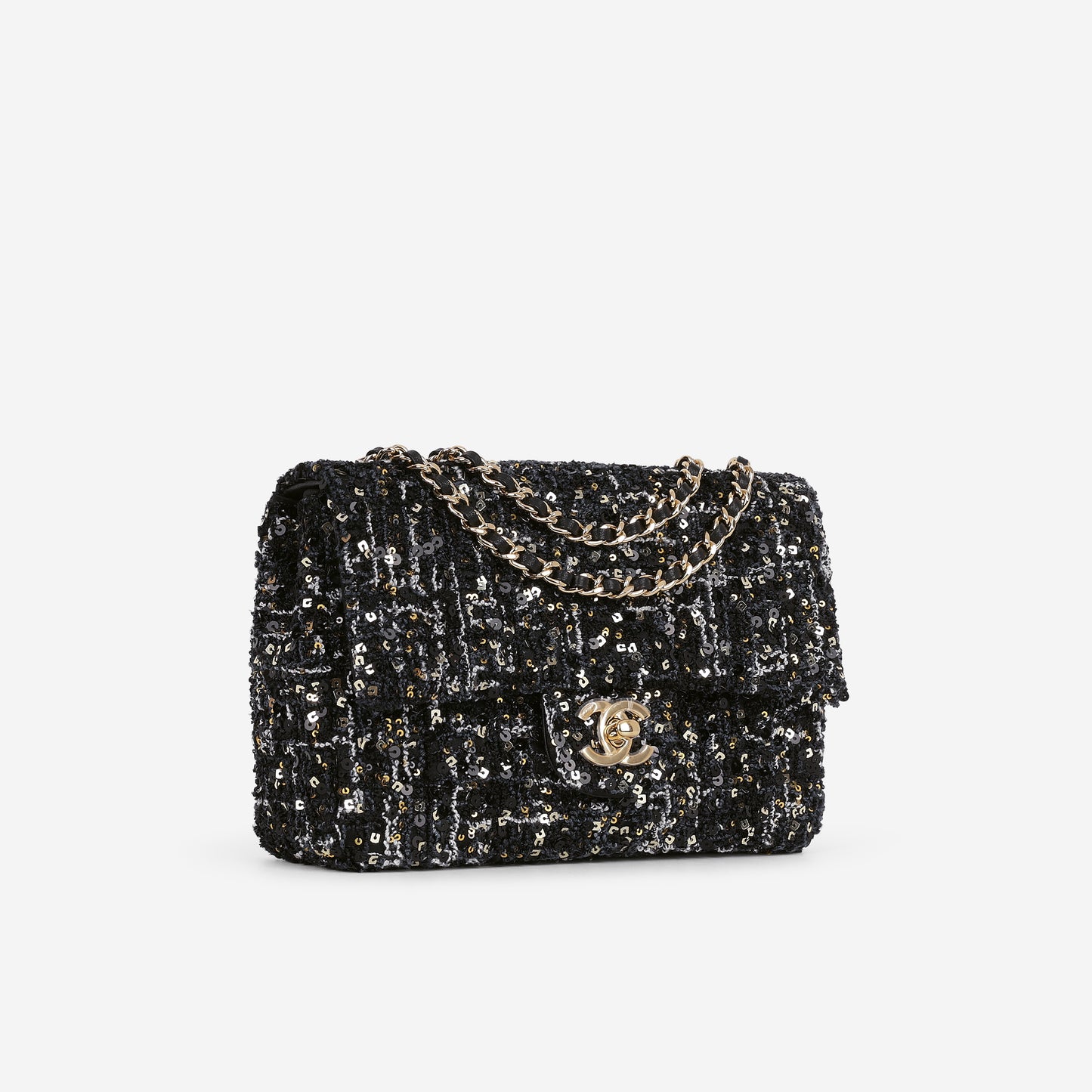 Chanel 24K Small Sequin Flap - Navy / Gold / Multi Sequins | Gold Hardware