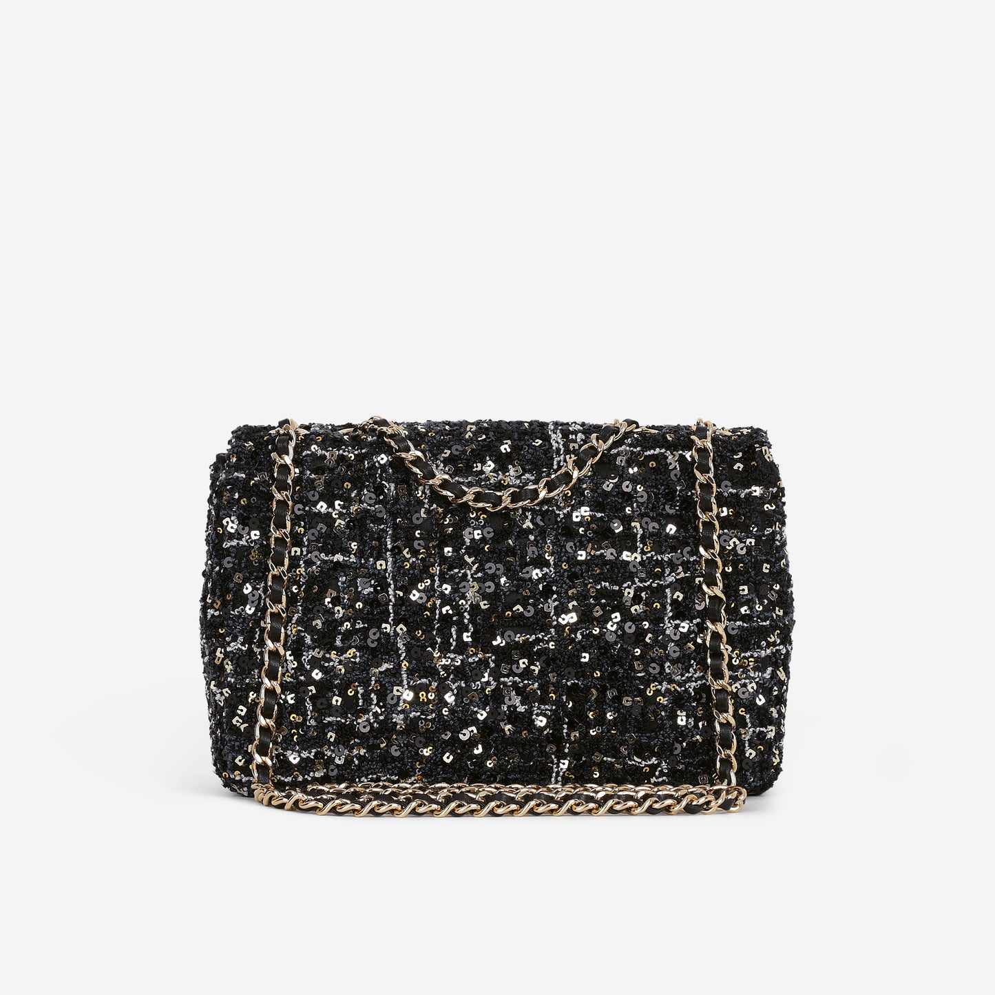 Chanel 24K Small Sequin Flap - Navy / Gold / Multi Sequins | Gold Hardware