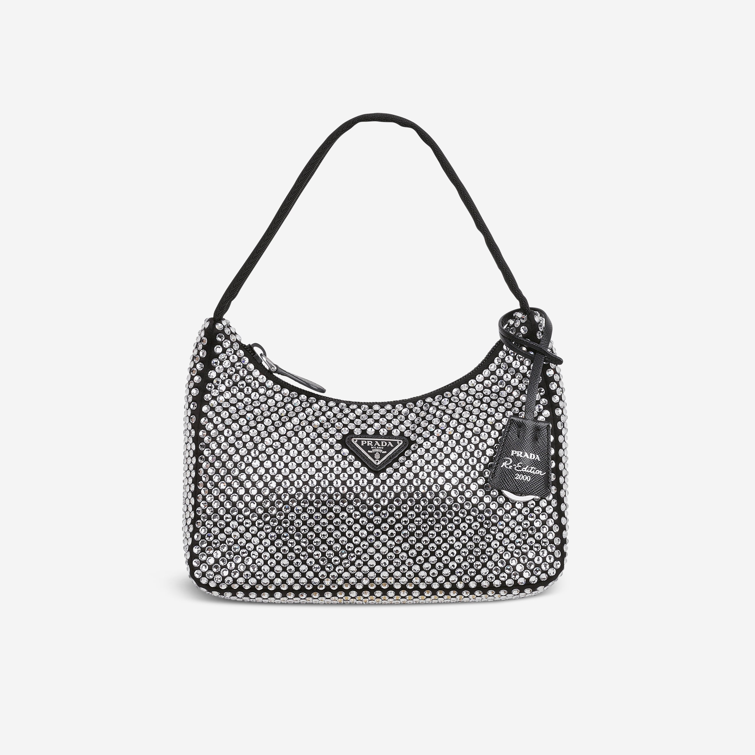 Prada Re-Edition 2000 Crystal - Black Satin | Silver Hardware