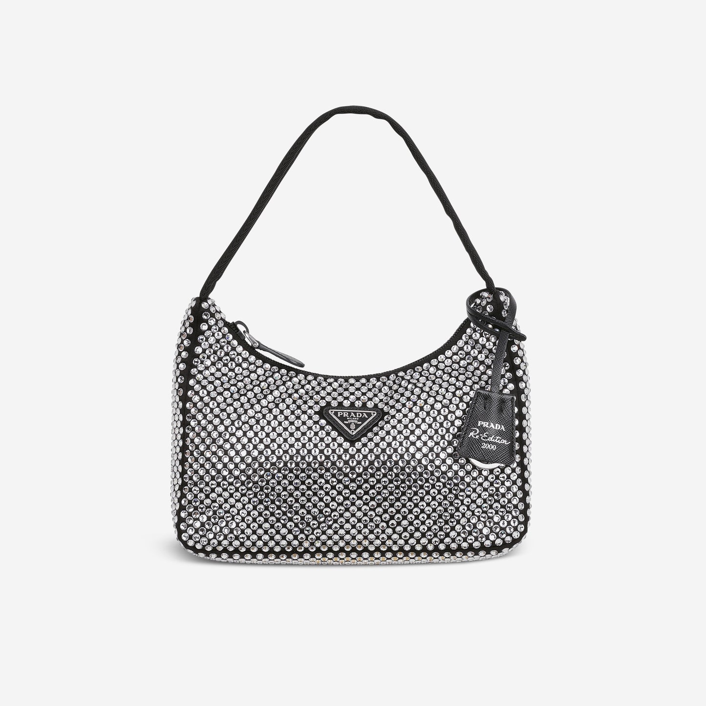 Prada Re-Edition 2000 Crystal - Black Satin | Silver Hardware