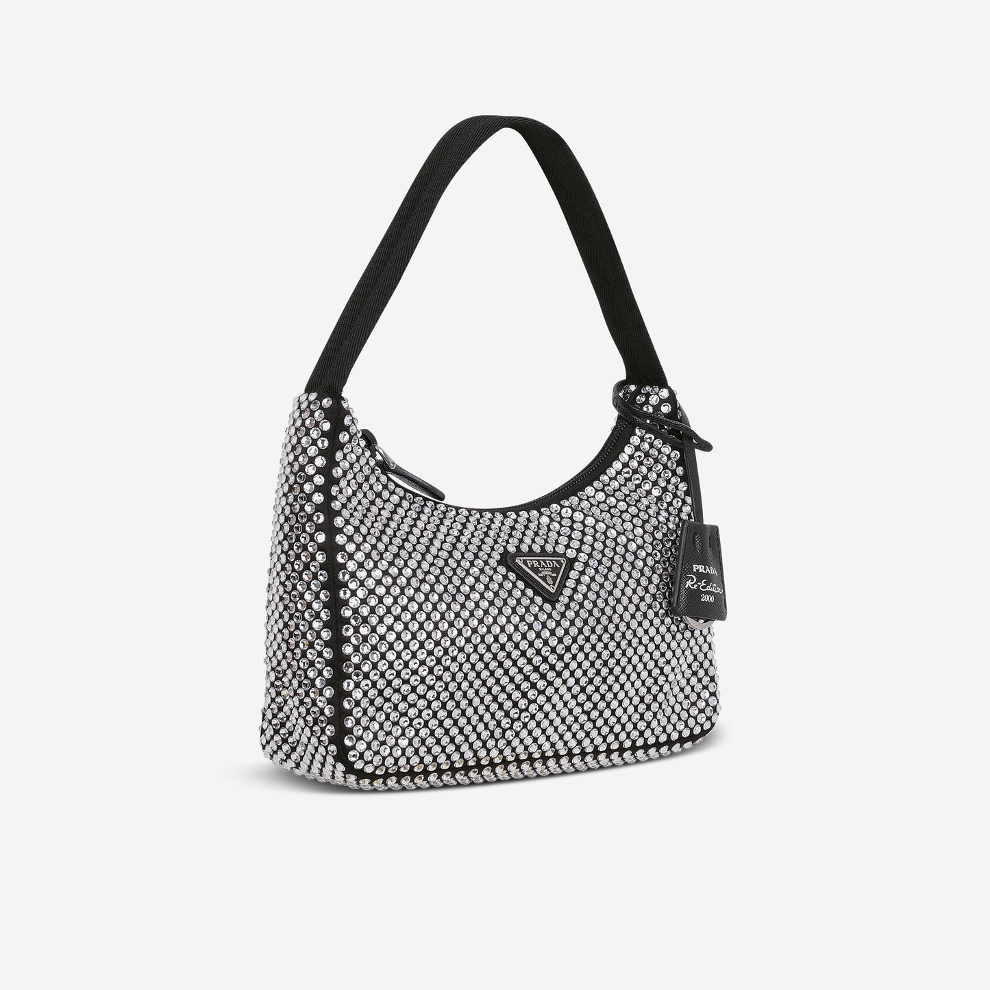 Prada Re-Edition 2000 Crystal - Black Satin | Silver Hardware