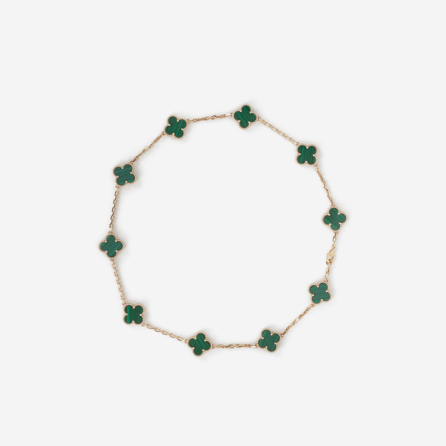 Van Cleef & Arpels Vintage Alhambra 10 Motifs Necklace - Malachite / 18k Yellow Gold