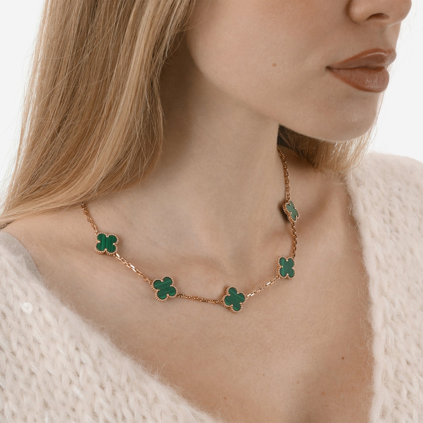 Van Cleef & Arpels Vintage Alhambra 10 Motifs Necklace - Malachite / 18k Yellow Gold