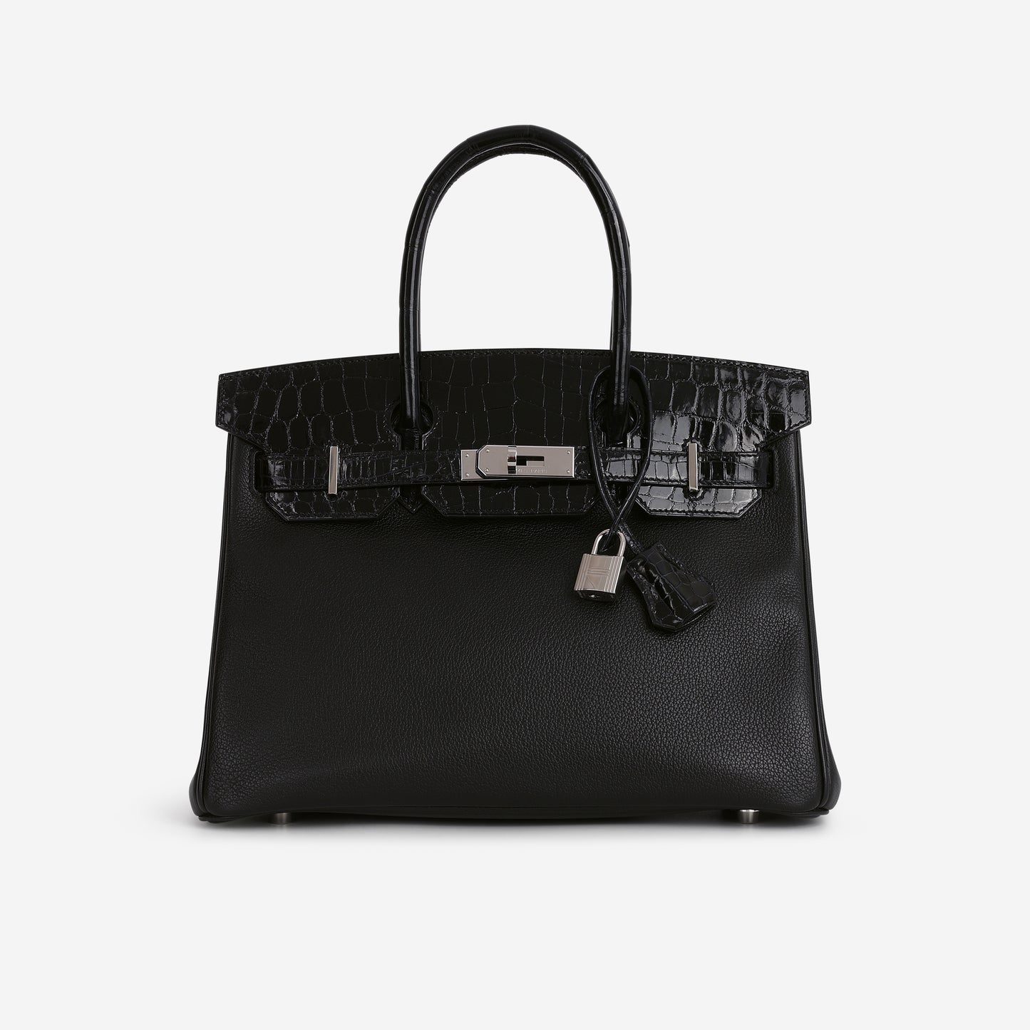 Hermès Birkin 30 Touch - Black Novillo / Bleu Marine Crocodile Niloticus | Palladium Hardware