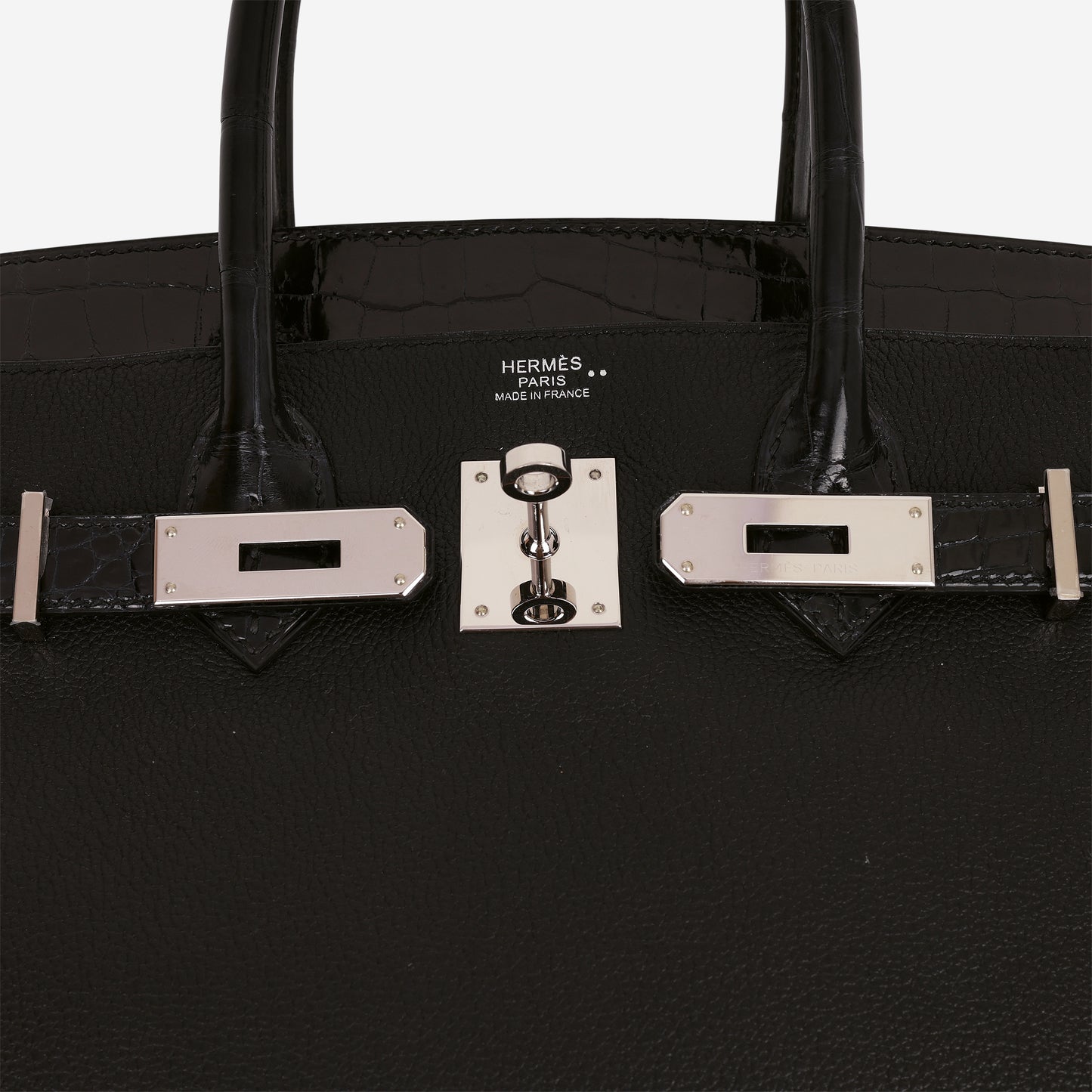 Hermès Birkin 30 Touch - Black Novillo / Bleu Marine Crocodile Niloticus | Palladium Hardware