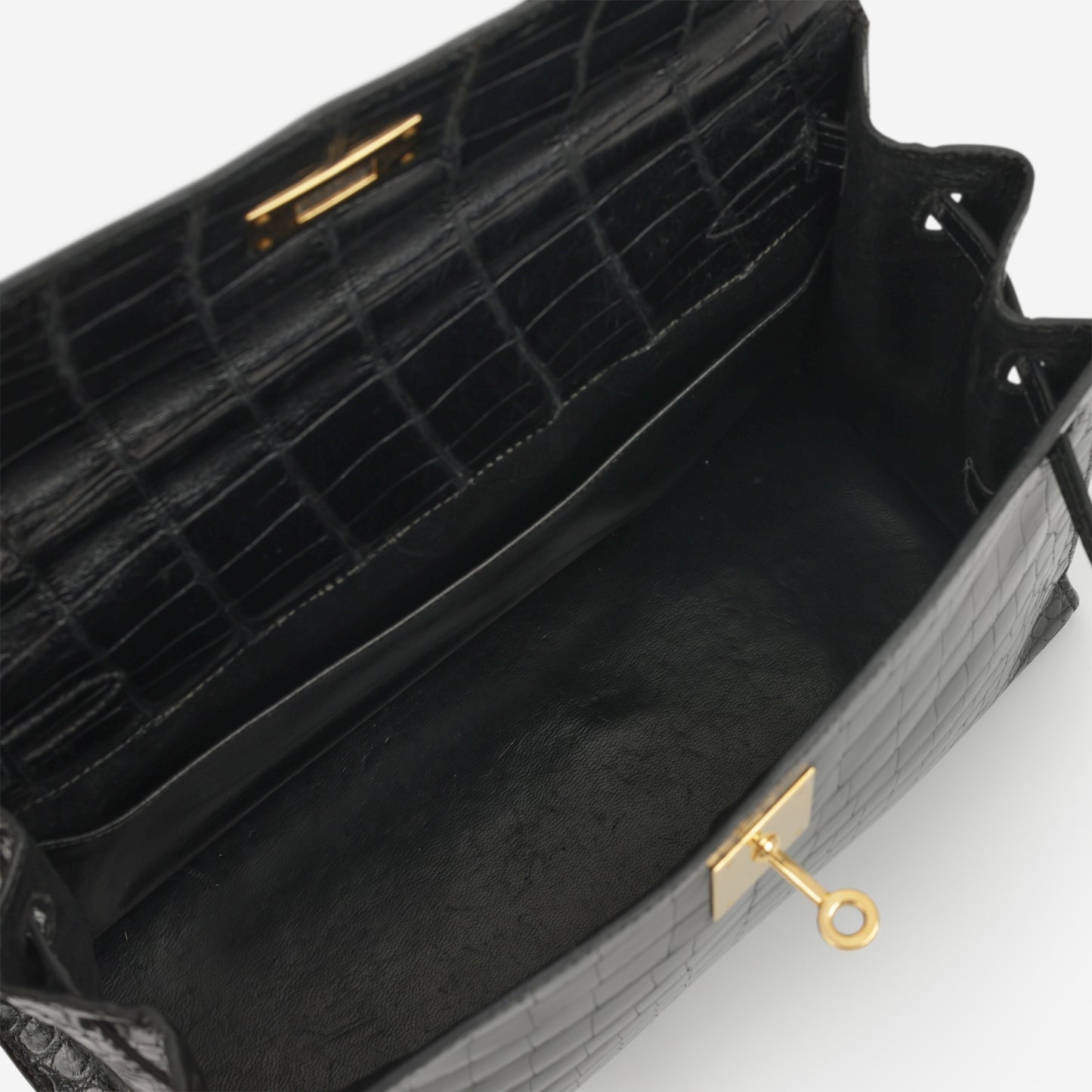 Hermès Vintage Kelly 28 - Black Crocodile Porosus Lisse | Gold Hardware