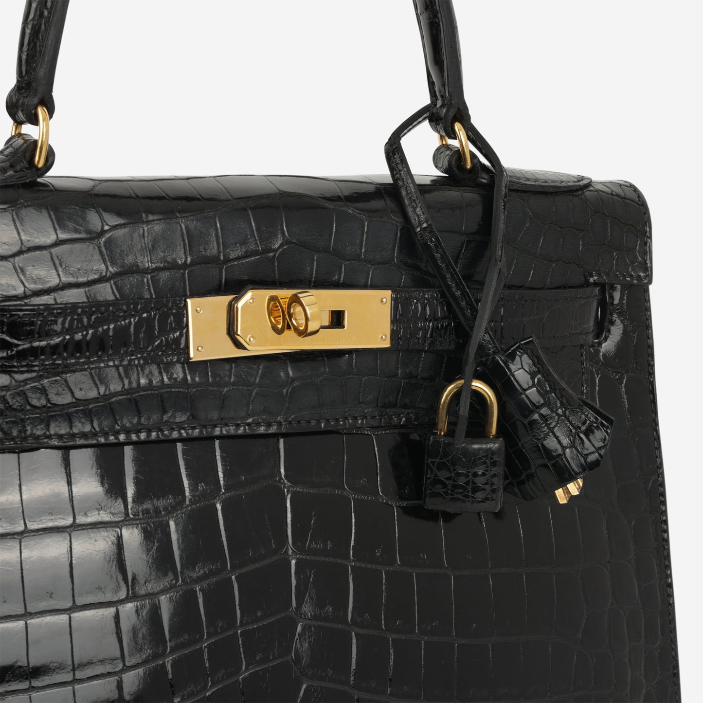 Hermès Vintage Kelly 28 - Black Crocodile Porosus Lisse | Gold Hardware