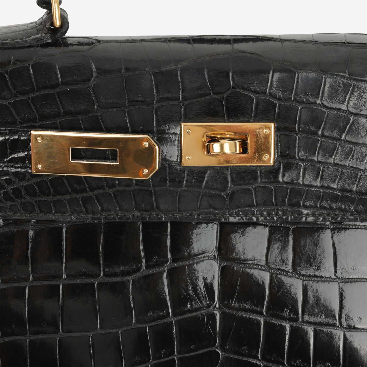 Hermès Vintage Kelly 28 - Black Crocodile Porosus Lisse | Gold Hardware